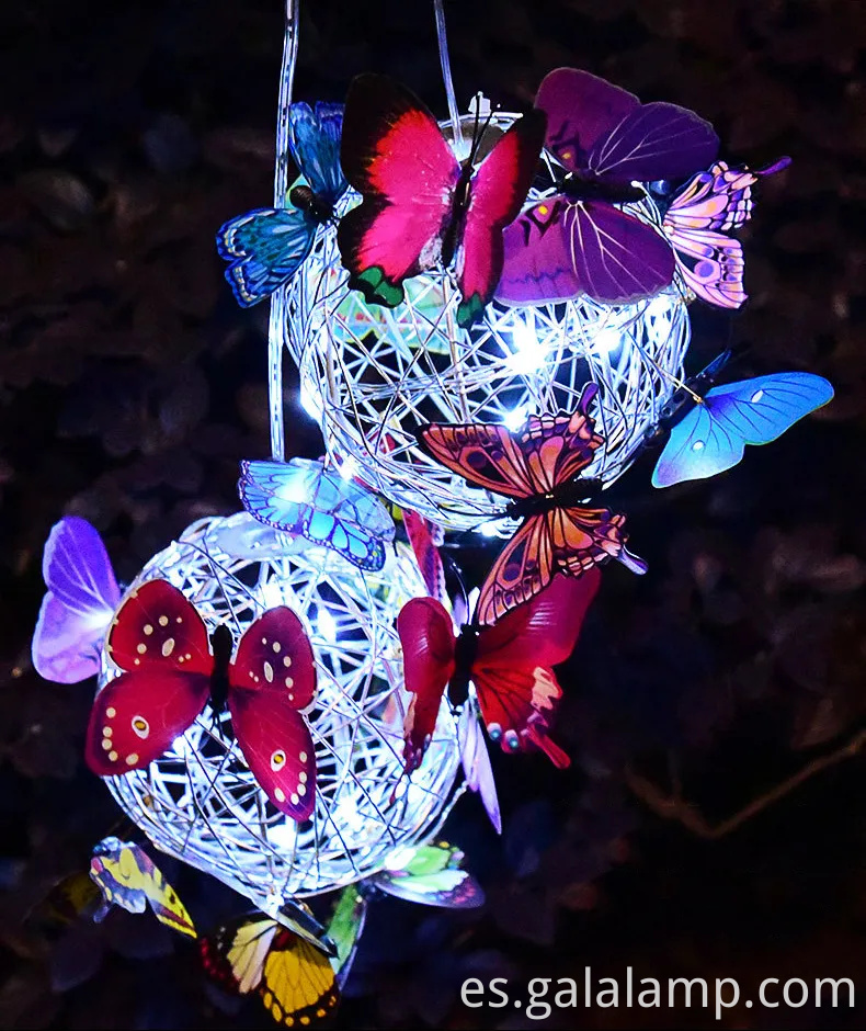 Encantadoras luces de cuerda de mariposa con energía solar para ambiente de jardín